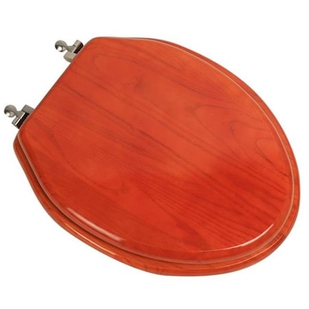 Plumbing Technologies Plumbing Technologies 5F1E2-15BN Designer Solid Elongated Oak Wood Toilet Seat with Brushed Nickel Hinges; American Cherry 5F1E2-15BN